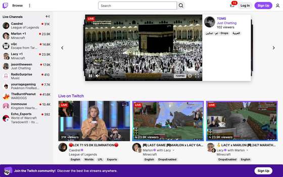 twitch.tv as a human sees it