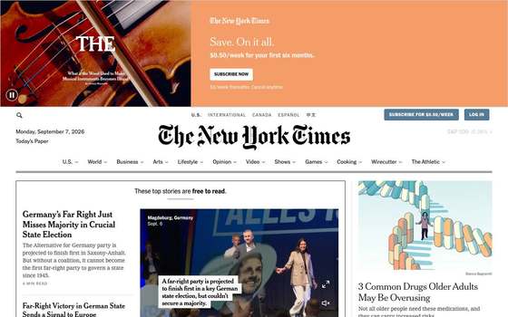 nytimes.com as a human sees it
